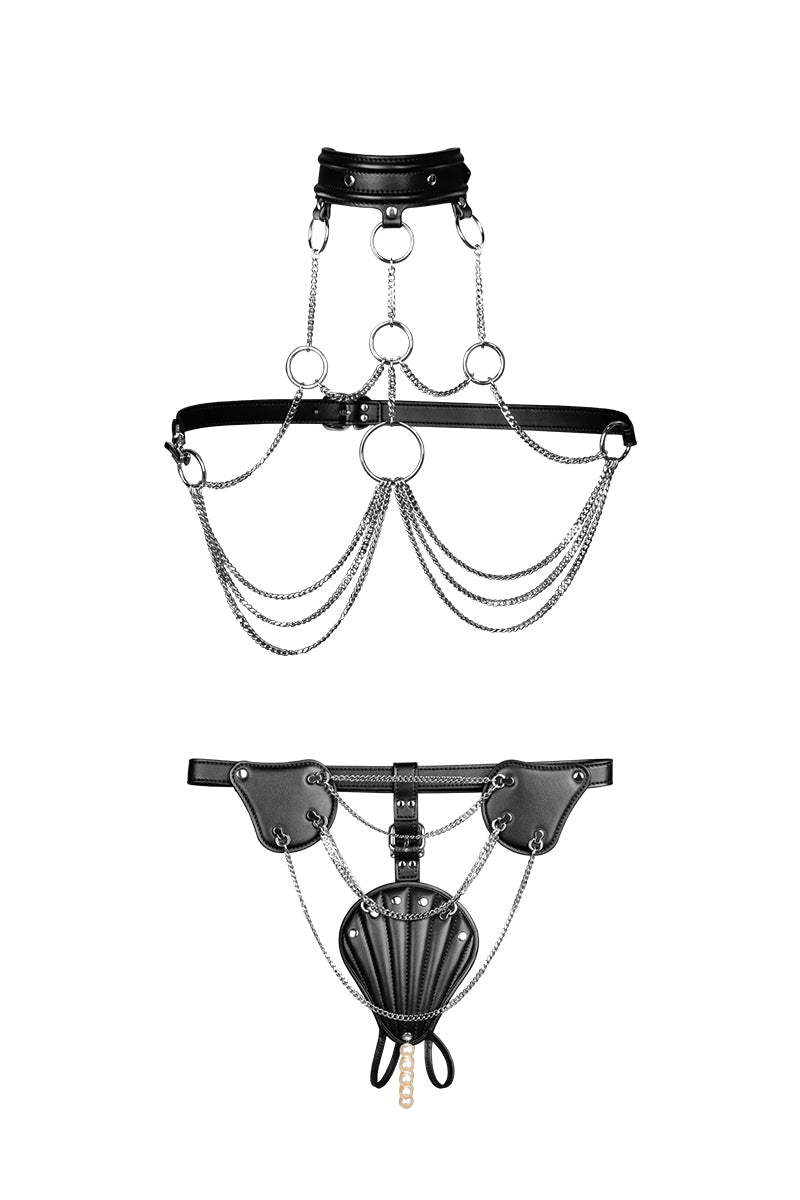 THE SOVEREIGN COLLECTION: LEATHER & CHAIN BODY HARNESS