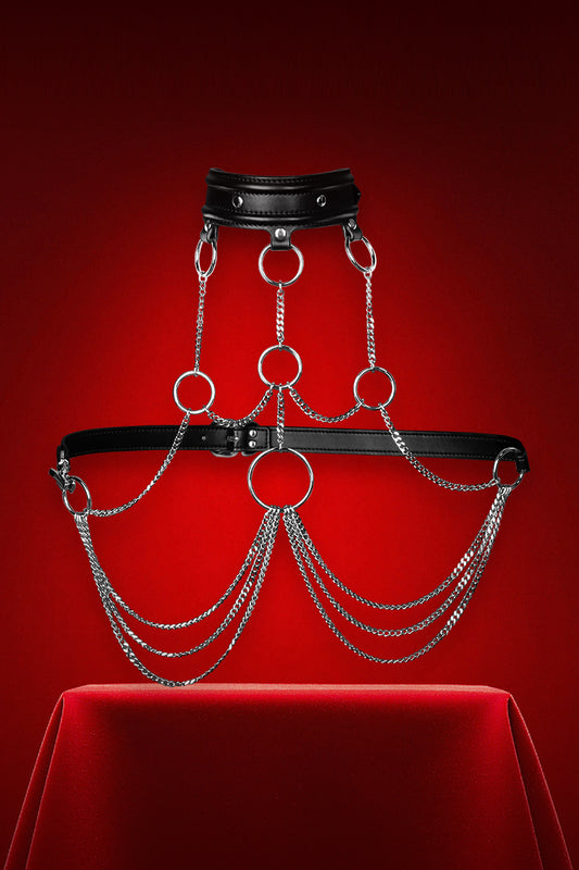 THE SOVEREIGN COLLECTION: LEATHER & CHAIN BODY HARNESS