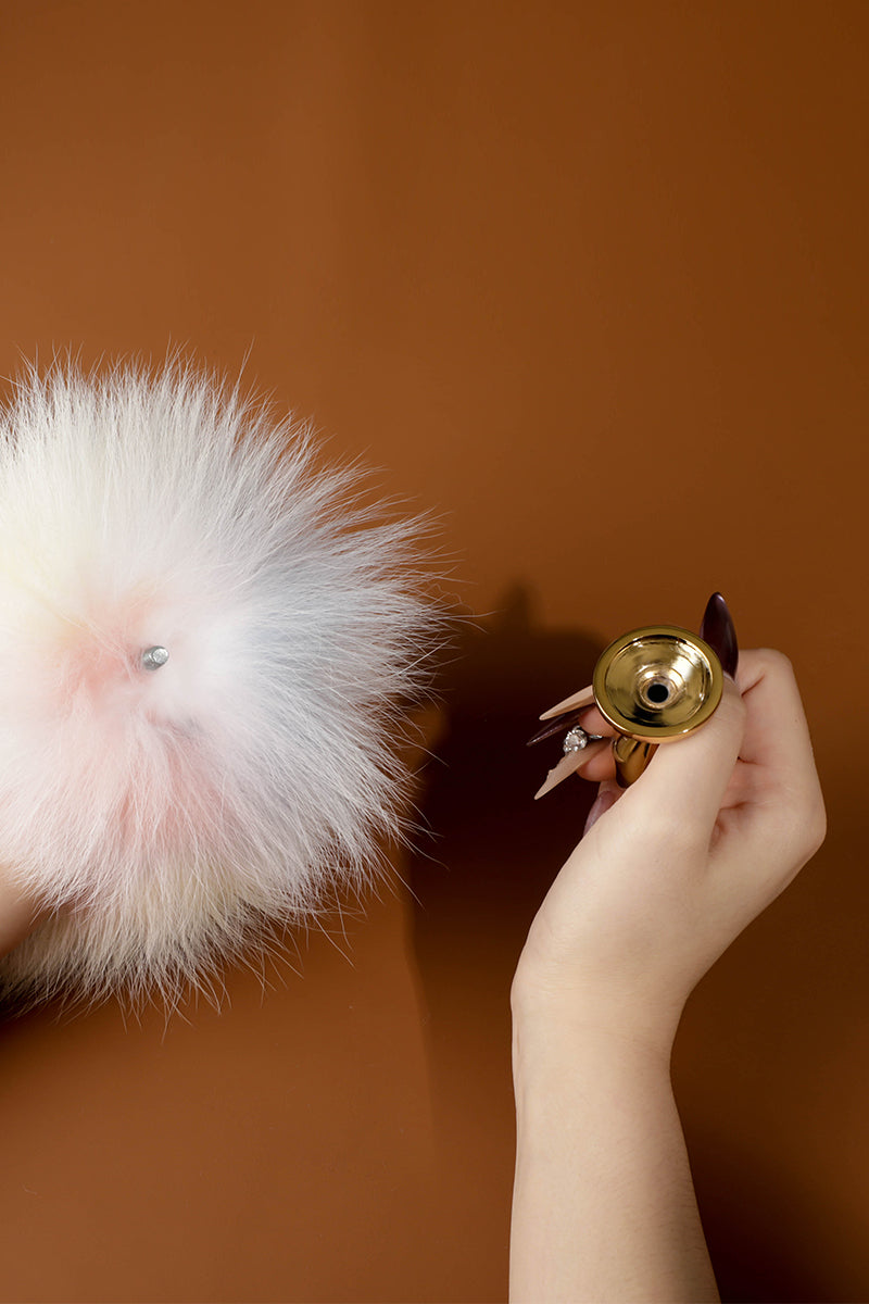 LUXURY ZINC ALLOY WITH FAUX FOX FUR ANAL PLUG