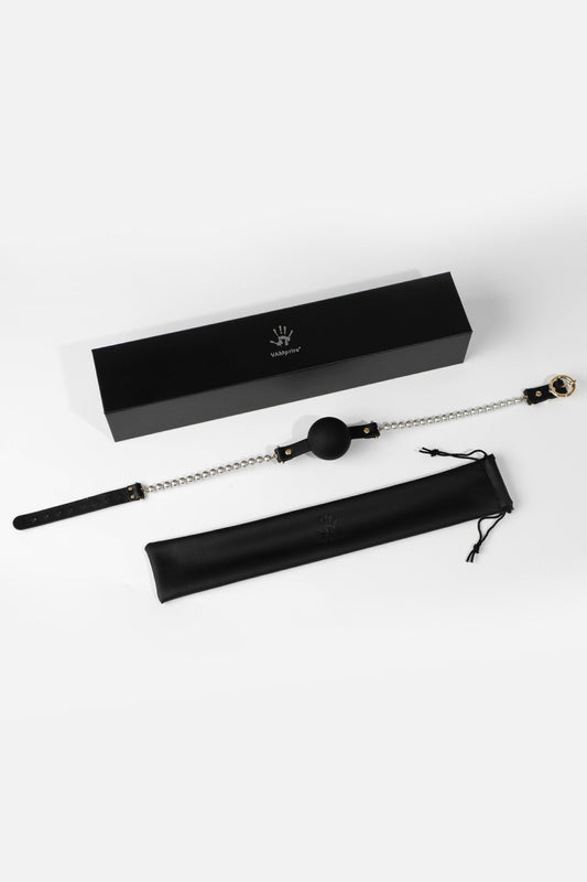 ETHEREAL RADIANCE: PEARL BALL GAG WITH LEATHER