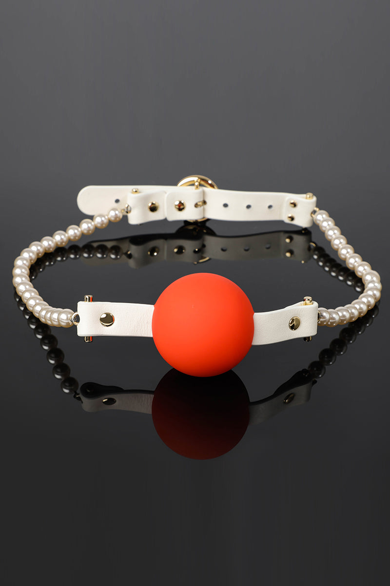 ETHEREAL RADIANCE: PEARL BALL GAG WITH LEATHER