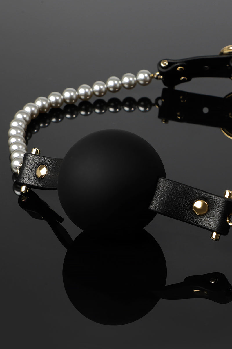 ETHEREAL RADIANCE: PEARL BALL GAG WITH LEATHER