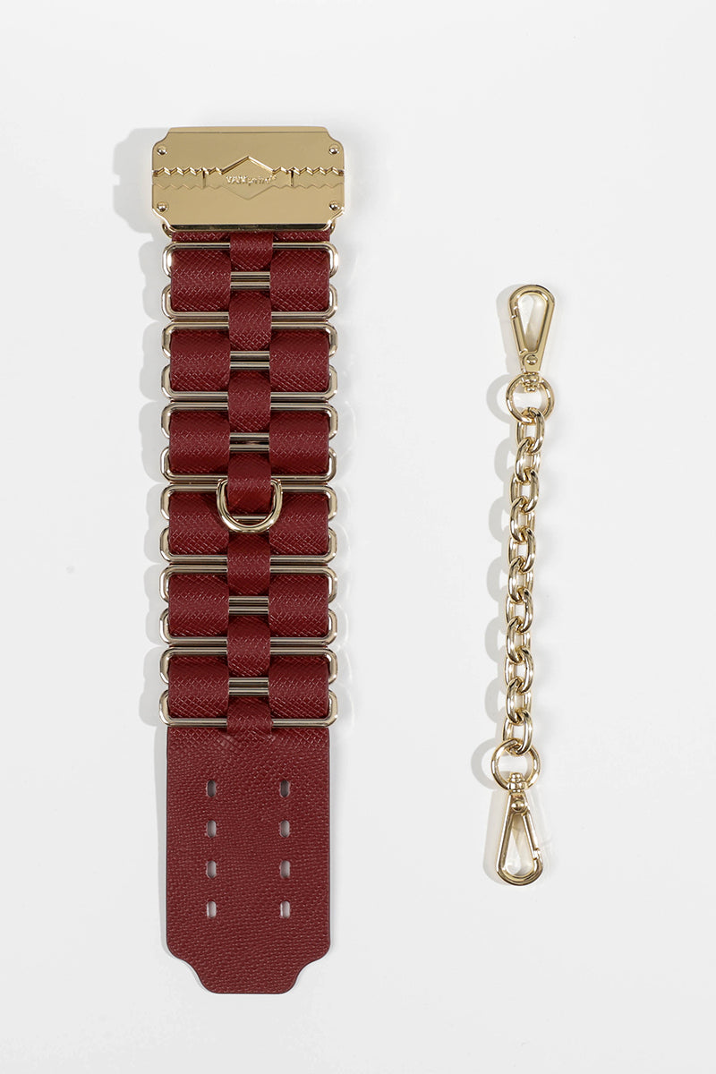 KEEN BOUND: LEATHER HANDCUFFS WITH GOLD HARDWARE