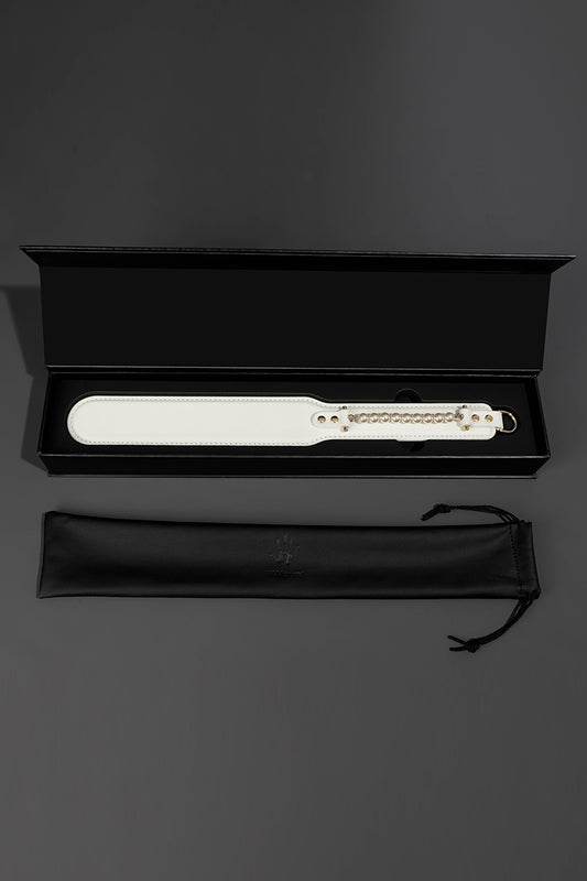 ETHEREAL RADIANCE: DOUBLE LEATHER PADDLE WITH PEARL ACCENT