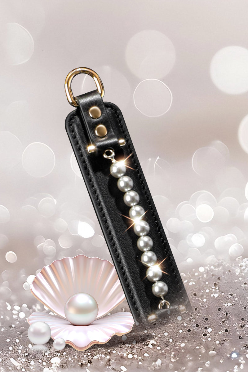 ETHEREAL RADIANCE: DOUBLE LEATHER PADDLE WITH PEARL ACCENT