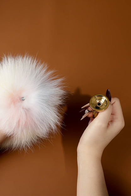 LUXURY ZINC ALLOY WITH FAUX FOX FUR ANAL PLUG