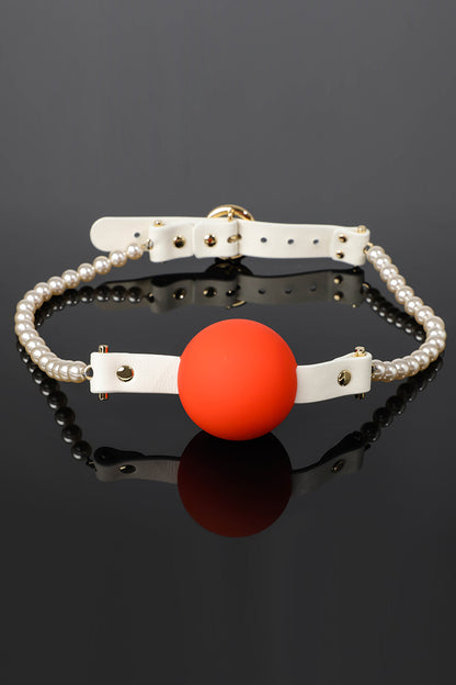 ETHEREAL RADIANCE: PEARL BALL GAG WITH LEATHER