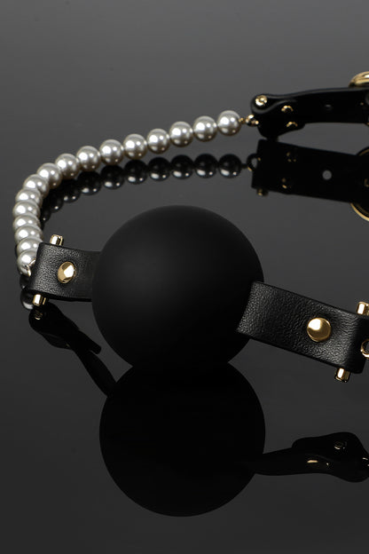 ETHEREAL RADIANCE: PEARL BALL GAG WITH LEATHER