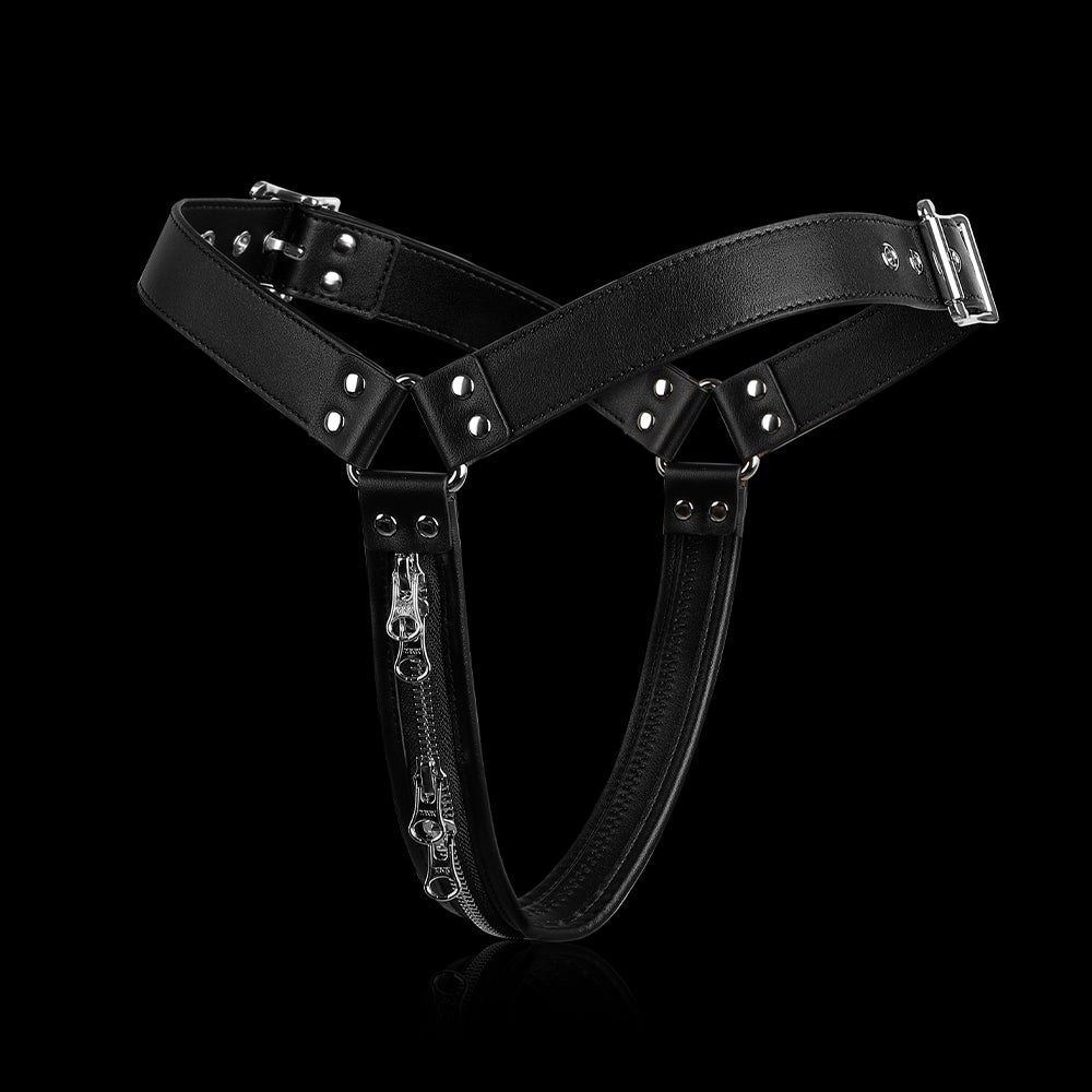 Sovereign Leather Strap-On Harness — leather strap-on harness — genuine leather front view