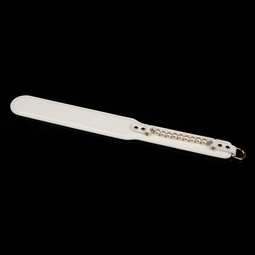 Ethereal Radiance Double Leather Paddle — double leather paddle — pearl accent handle detail